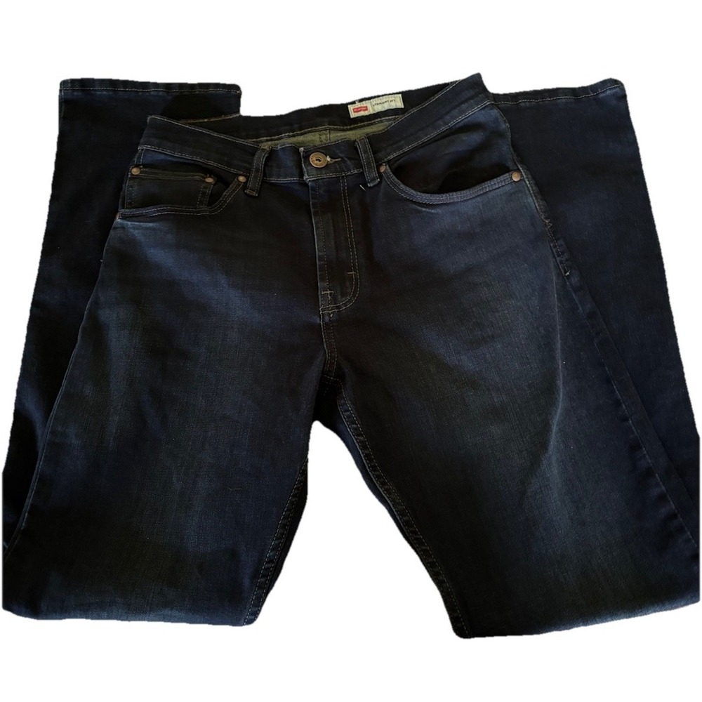 Mens WRANGLER Jeans Premium Straight Fit Dark Denim Blue Jeans Size 30x32 - Picture 3 of 5